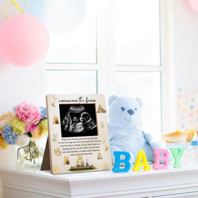 Hatzelou Winnie Baby Shower Sign Picture Frame, Classic Gender Reveal Pregnancy Milestone Keepsake - Image 4